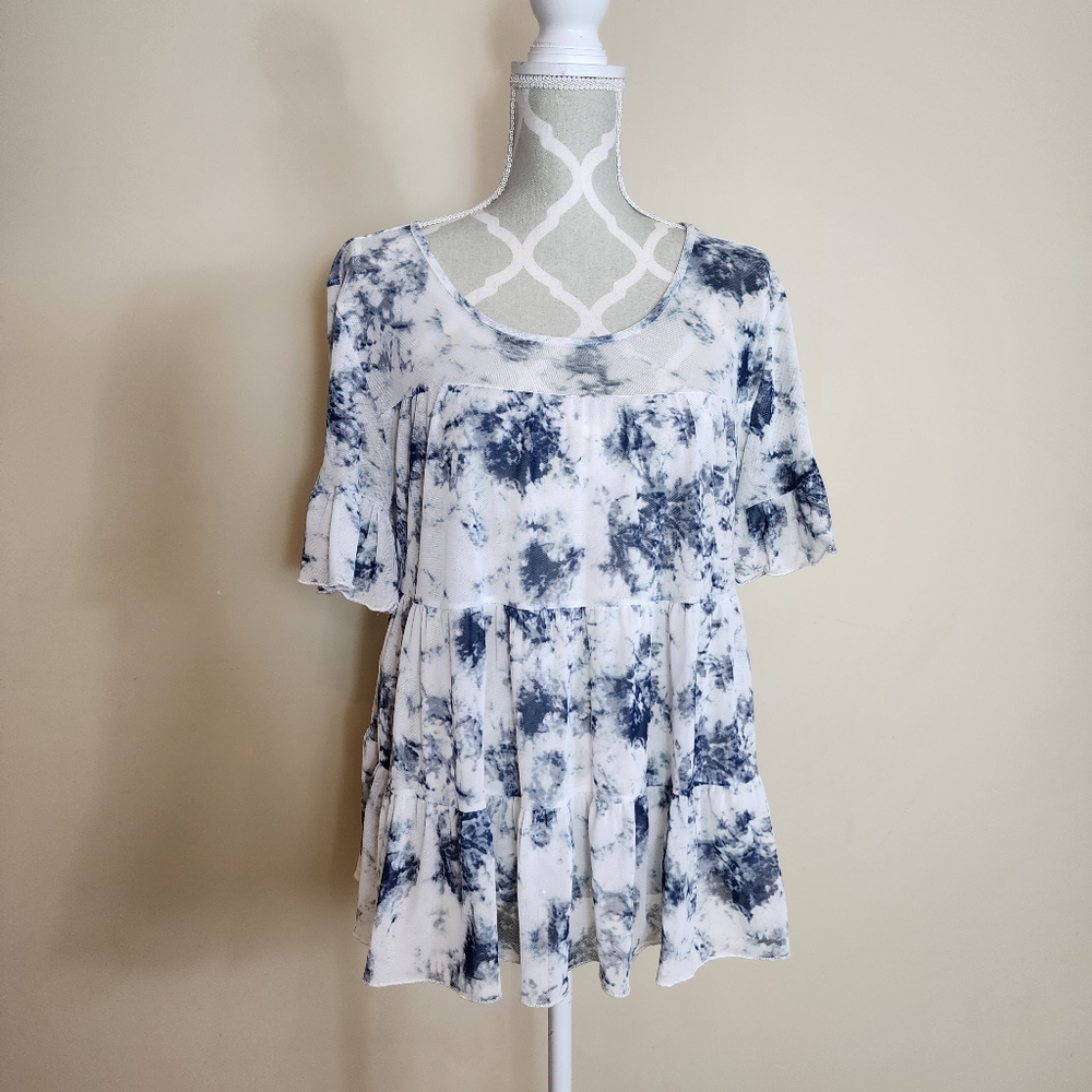 Gorgeous Smokey Tie Dye Babydoll Shirt Medium